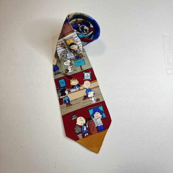 Peanuts "Mortgage Sweet Mortgage" Tie Silk Snoopy Charlie Brown Realtor Vintage - Picture 11 of 14